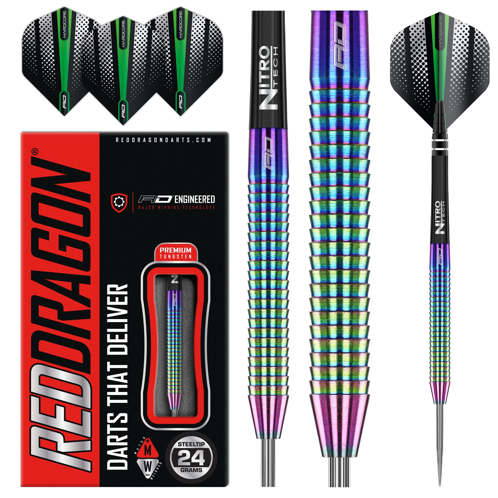 Red Dragon Razor Edge Spectron: 24G - Tungsten Darts Set With Flights And Stems