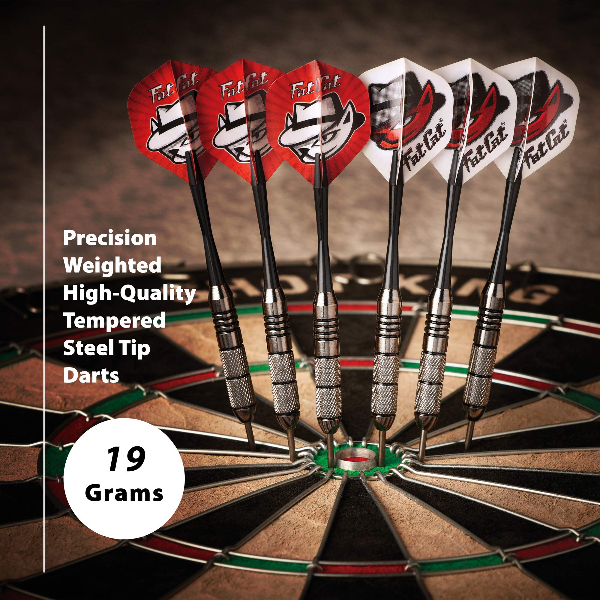 Fat Cat Twin Pack Steel Tip Darts, 19 Grams Multi