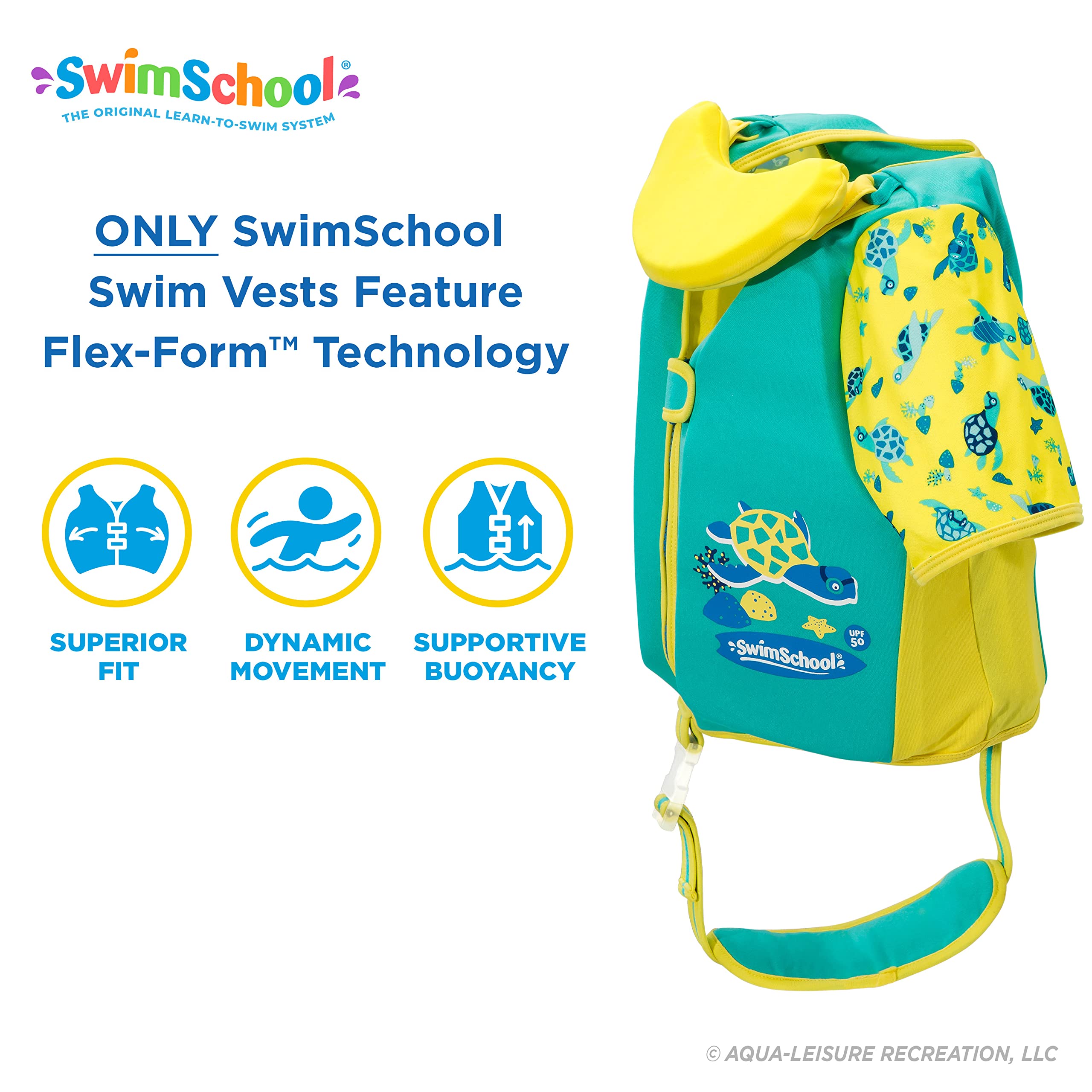 Swimschool Swim Trainer Vest - Easy On & Off Kids Swimming Vest - Sizes: Small/Medium Up To 33 Lbs. & Medium/Large Up To 50 Lbs.