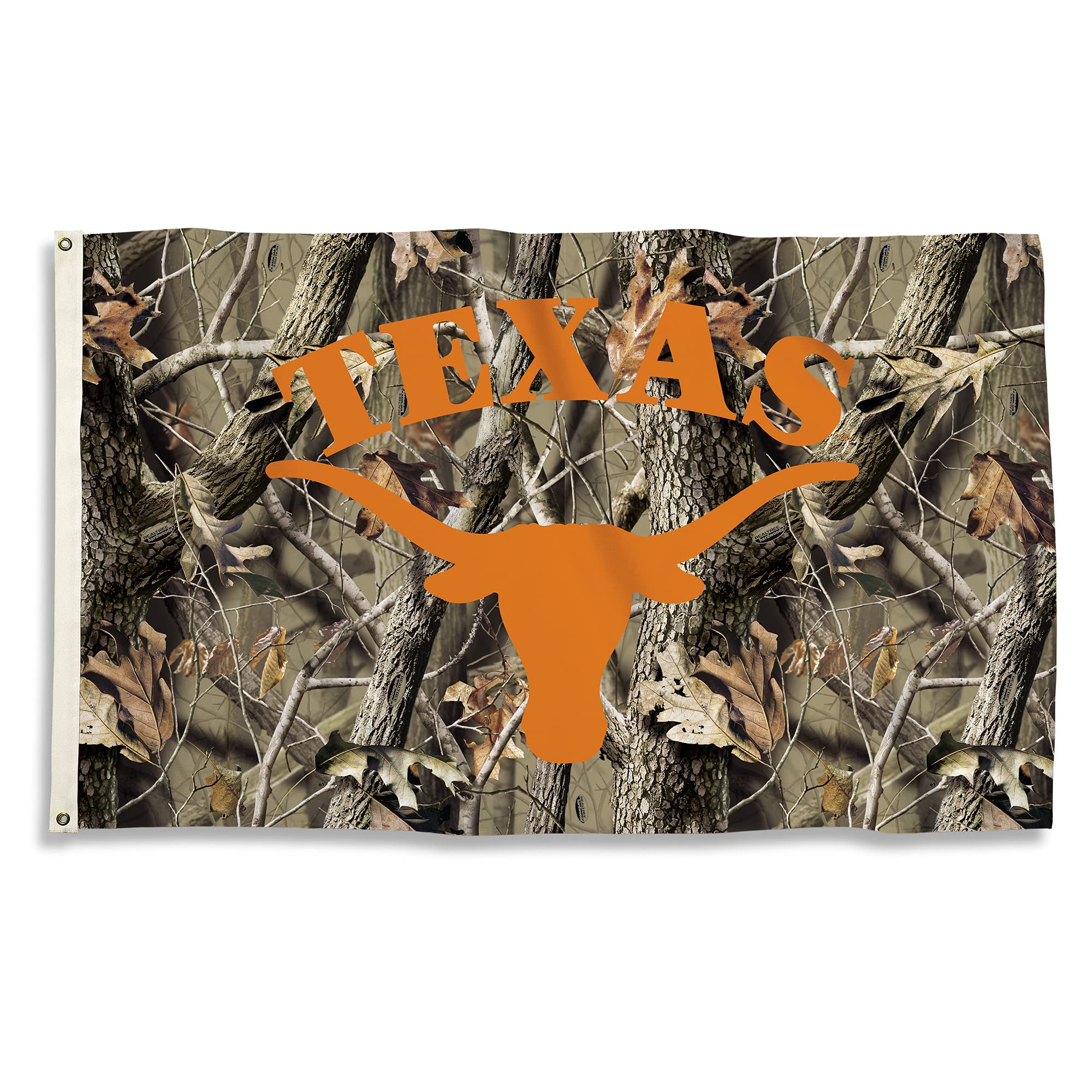 TEXAS LONGHORNS 3 Ft. x 5 Ft. flag w/grommets - Realtree Camo Background