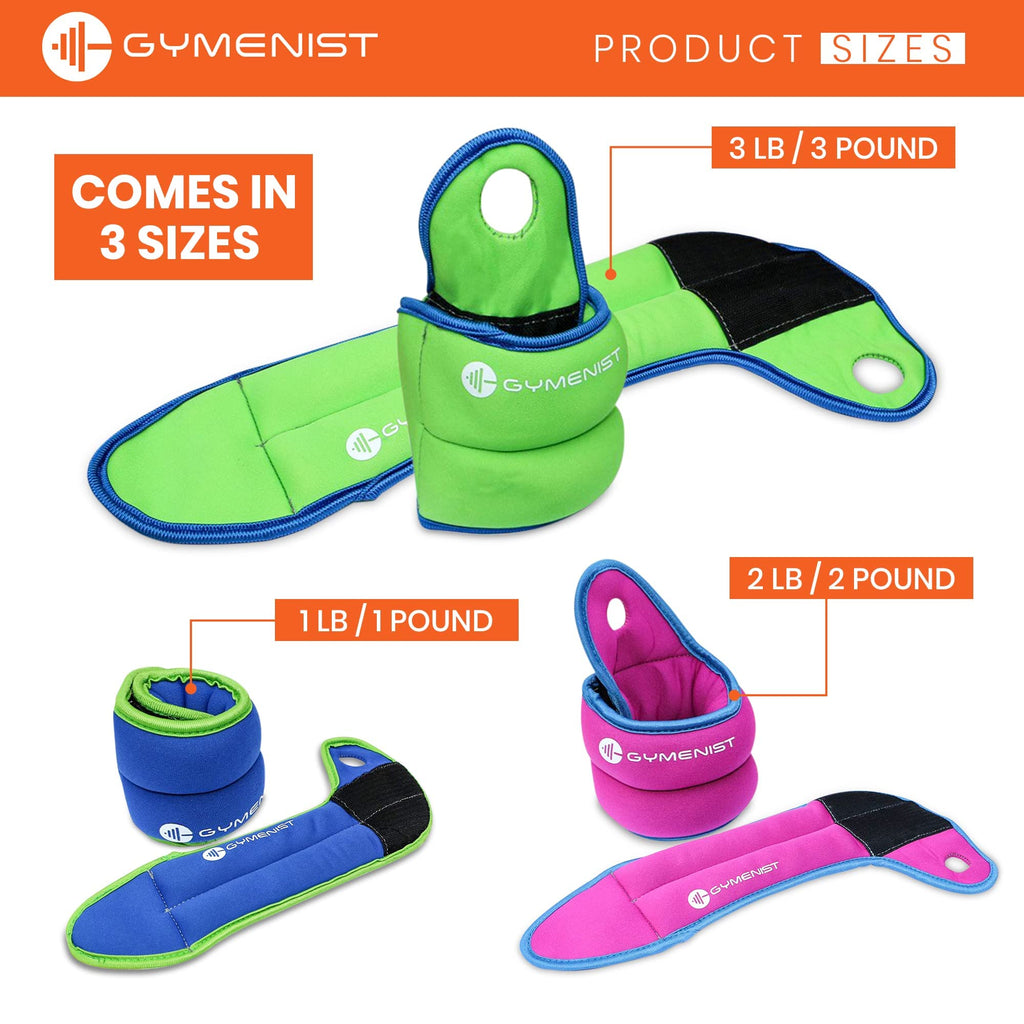 Gymenist Pair Of Wrist Weights With Hole For Thumb, Great For Running & All Kind Of Cardio Exercises (3 Lb Pair)