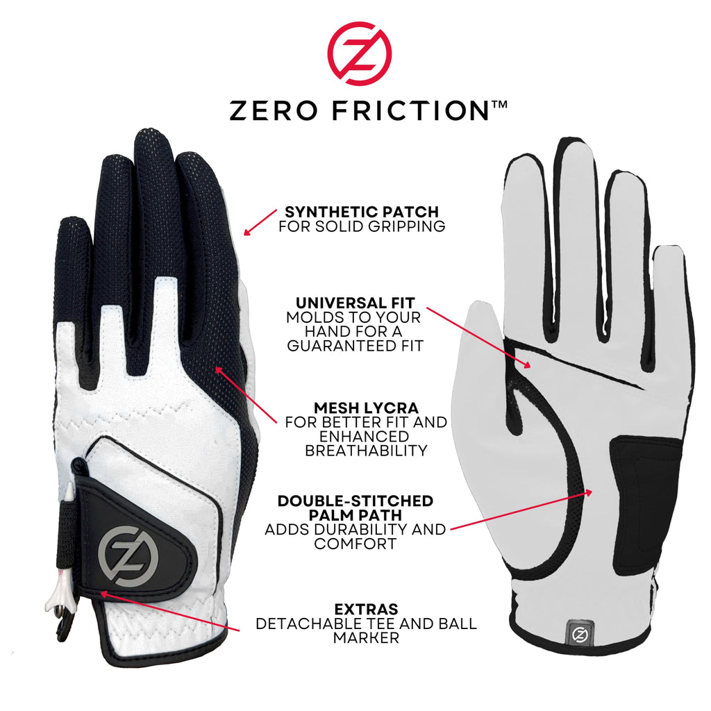 Zero Friction Junior Golf Gloves, Left Hand, One Size Golf, Red
