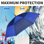 Mrtlloa Automatic Open Golf Umbrella Extra-Large Oversized Double Canopy Vented Windproof Waterproof Stick Rain Golf Umbrellas F