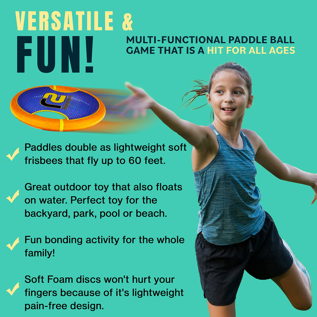 Fun Bouncy Paddle & Stringy Ball Toss & Catch Game - Easy To Use For Kids All Ages - Also Works As Frisbee - Easter Basket Stuff