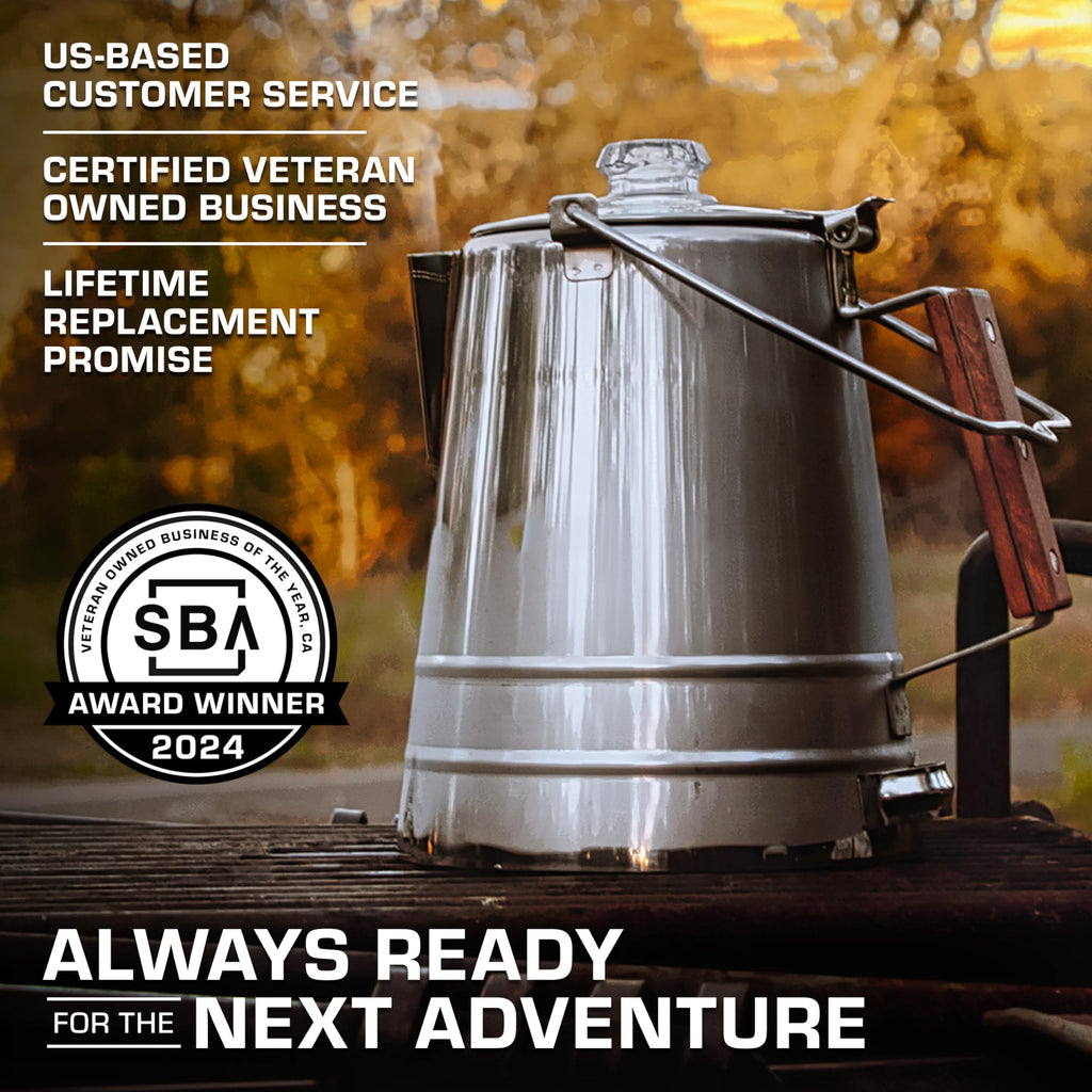 Coletti Butte Camping Coffee Pot - Campfire Coffee Pot - Stainless Steel Coffee Maker For Outdoors Or Stovetop (14 Cup)