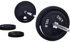Fitvids Cast Iron Standard Weight Plates Including 5Ft Standard Barbell With Star Locks, 95-Pound Set (85 Pounds Plates + 10 Pou