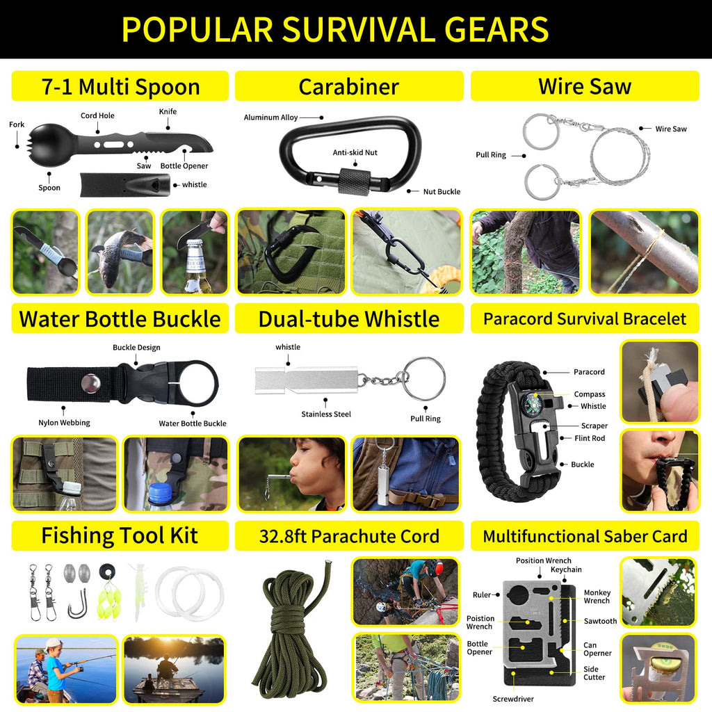 Survival Kit And First Aid Kit, 160 Pcs Emergency Supplies Camping Accessories With Upgraded Molle Bag, Gifts For Men And Women