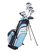 Precise M3 Ladies Womens Complete Golf Clubs Set Includes Driver, Fairway, Hybrid, 7-Pw Irons, Putter, Stand Bag, 3 H/Cs Blue - 