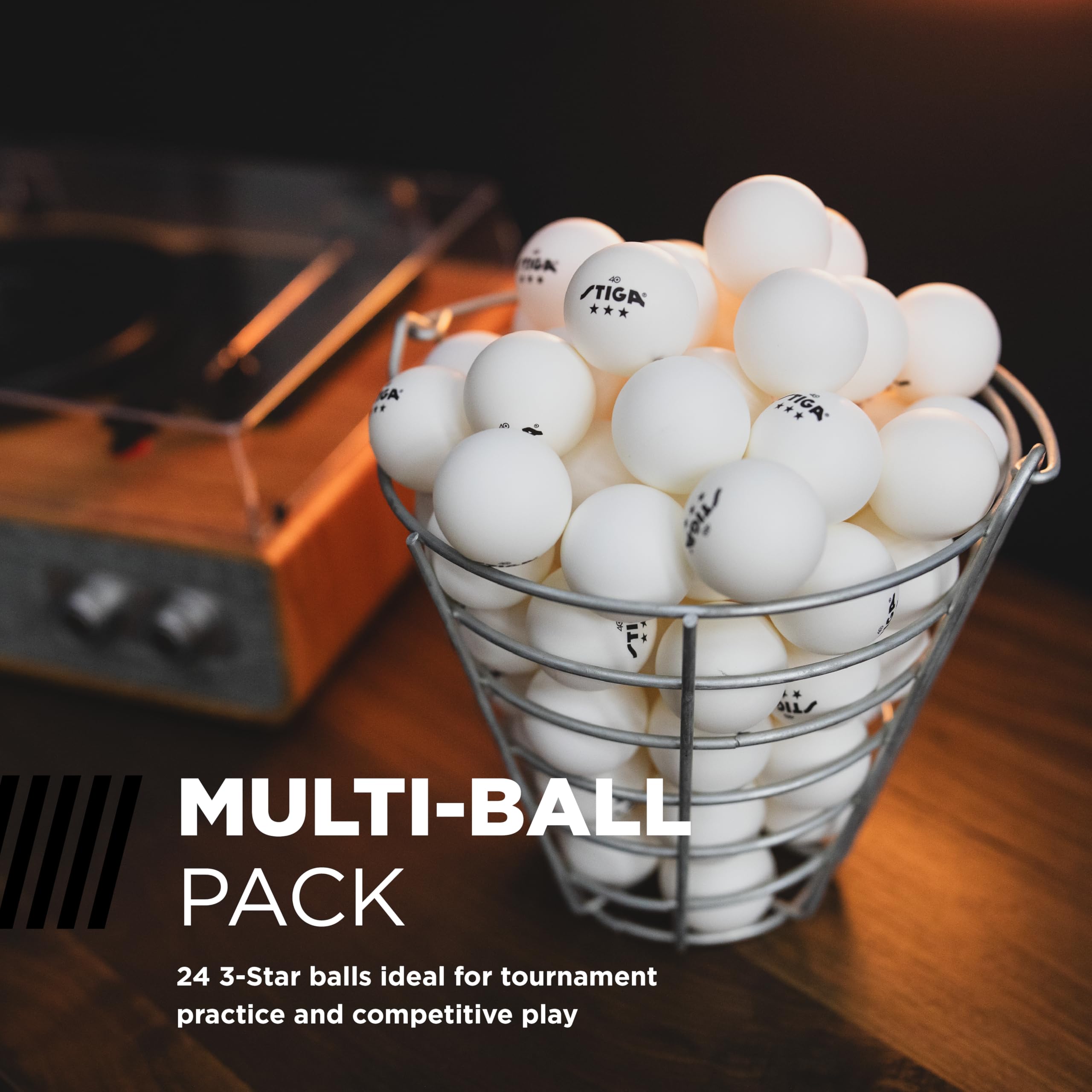 Stiga 3-Star Table Tennis Balls, White (24 Pack)