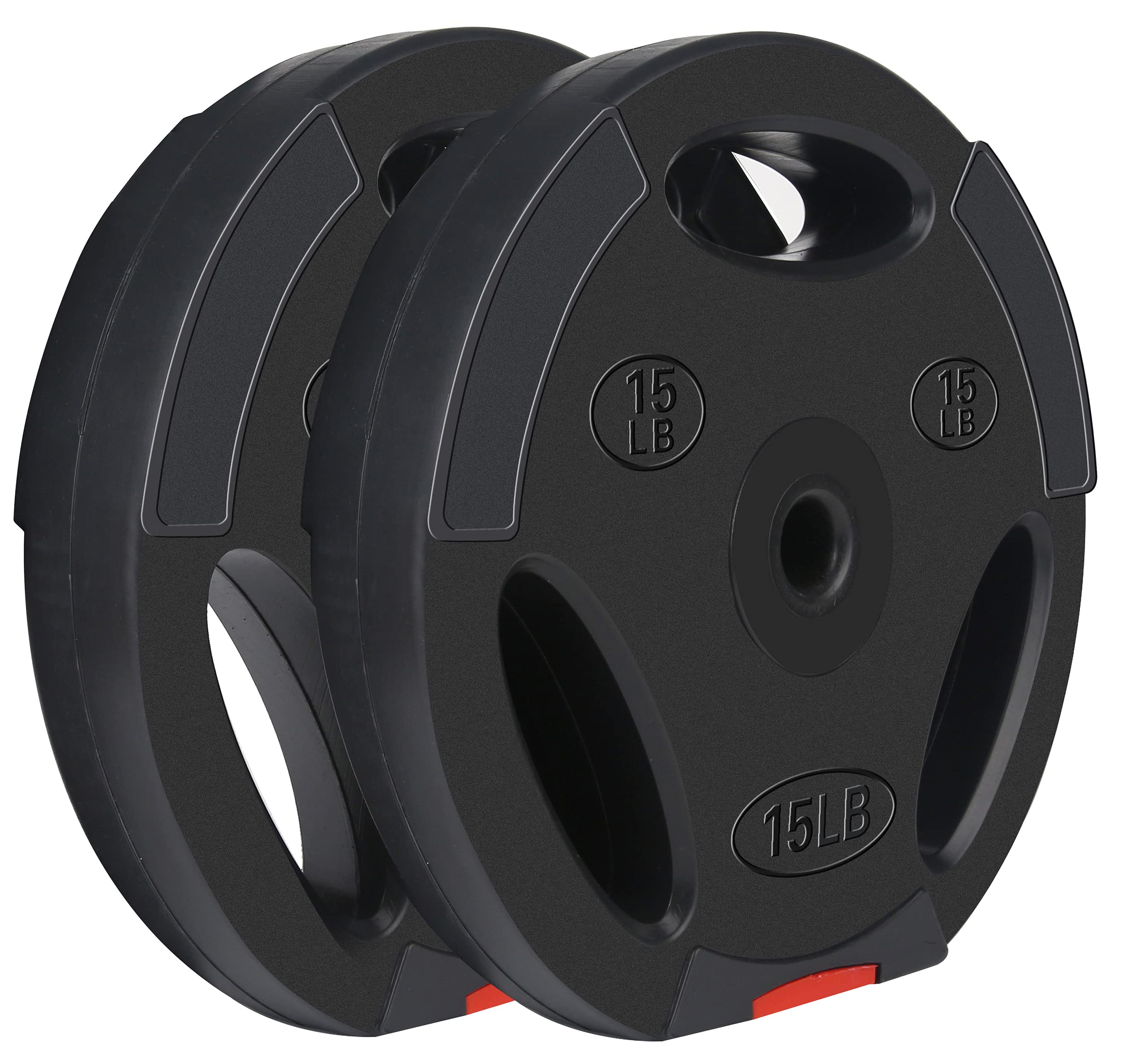 Balancefrom Vinyl Standard 1-Inch Plate Weight Plate For Strength Training And Weightlifting, 15-Pound, Pair