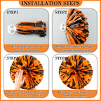 Hanaive 3 Pcs Cheerleading Pom Poms And Large Cheerleader Hair Bow For Girl Metallic Cheer Pom Poms For Teen Dance (Orange And B