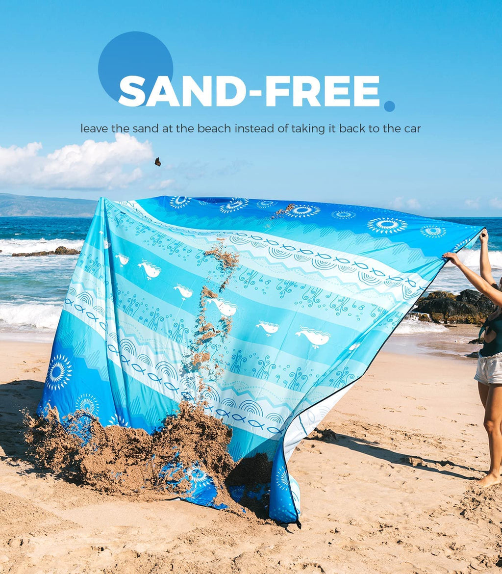 Ocoopa Diveblues Bohemian Beach Blanket Waterproof Sandproof, 10'X 9' Extra Large, Soft And Durable, Sand Free, Light Weight And