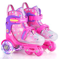 Kids Roller Skates for Beginners - ZOOBLISS 4 Adjustable Sizes Tri-Wheel Skates for Girls and Boys Ages 3-7, Toddler Roller Skat