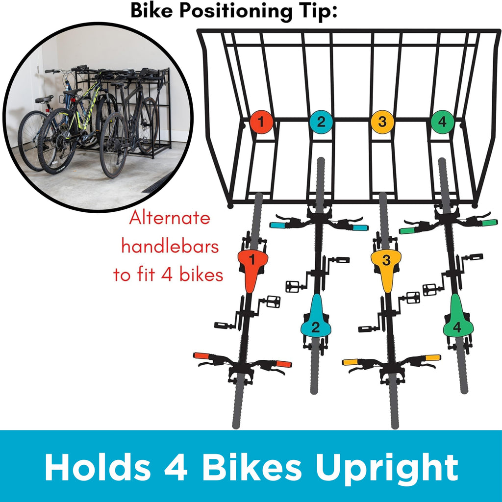Birdrock Home Bike Rack Garage Storage Floor Stand - Freestanding Organizer For Outdoor Yard - Upright Wall Mount For Scooters,