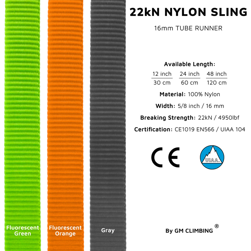 Gm Climbing Pack Of 3 16Mm Nylon Sling Runner 60Cm / 24Inch (Green Sling)
