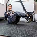 Superjare 0.56 ' ' Thick 6 Pcs 24 Sq Ft Rubber Top Exercise Equipment Mats, High Density Eva Foam Mats With Rubber Top, Interloc