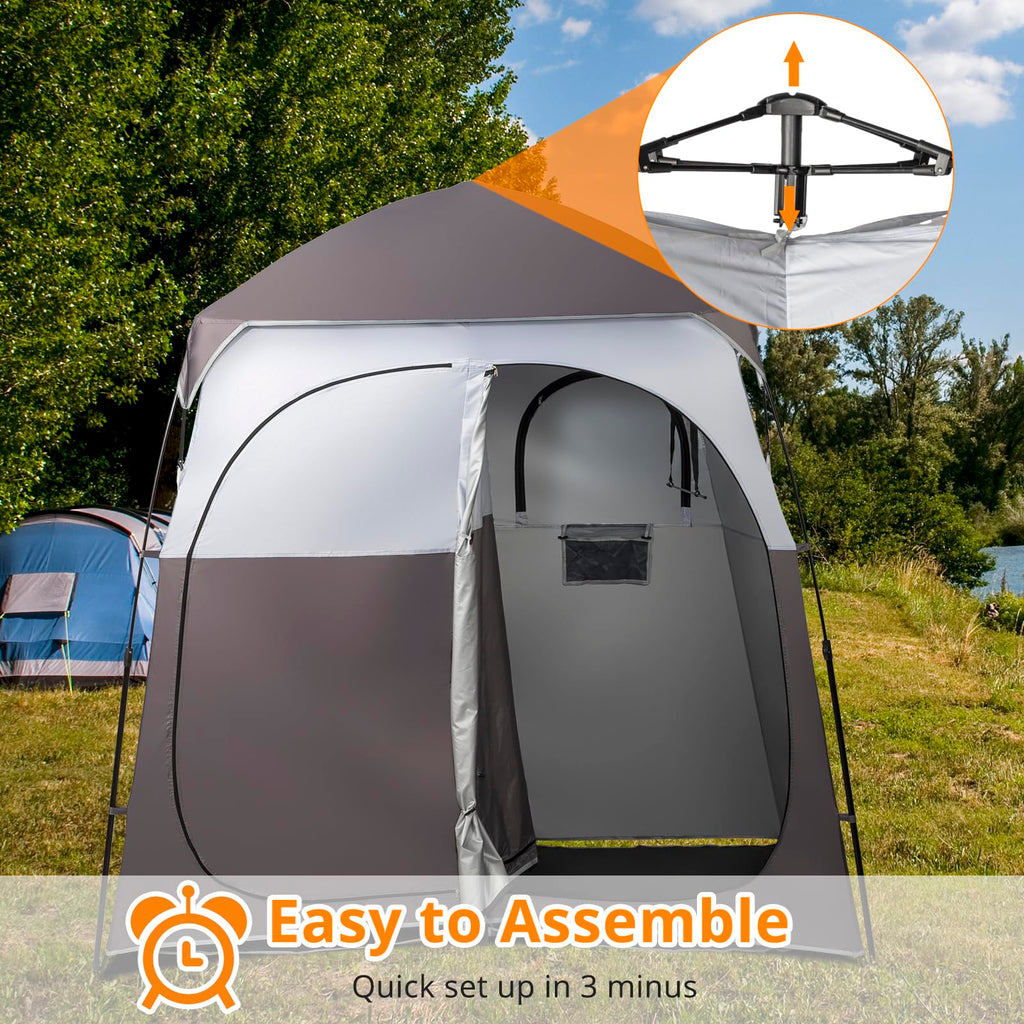 Vingli 2 Room Shower Tent, 7.5 Ft Instant Pop Up Shelter With Carrying Bag, Privacy Changing Room Tent, Perfect For Portable Toi