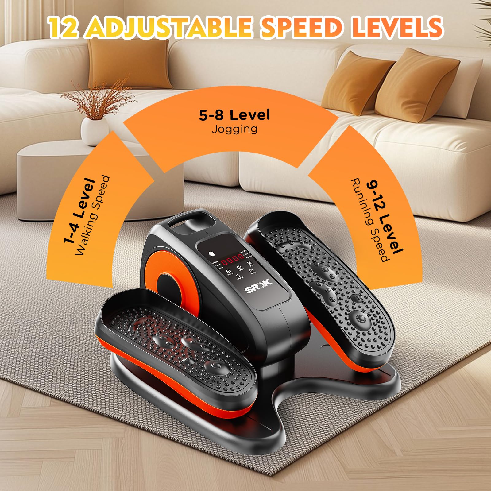 Upgraded Under Desk Elliptical Machine, Electric Ellipse Leg Exerciser For Seniors, Adjustable 12 Speed, Elliptical Stepper For