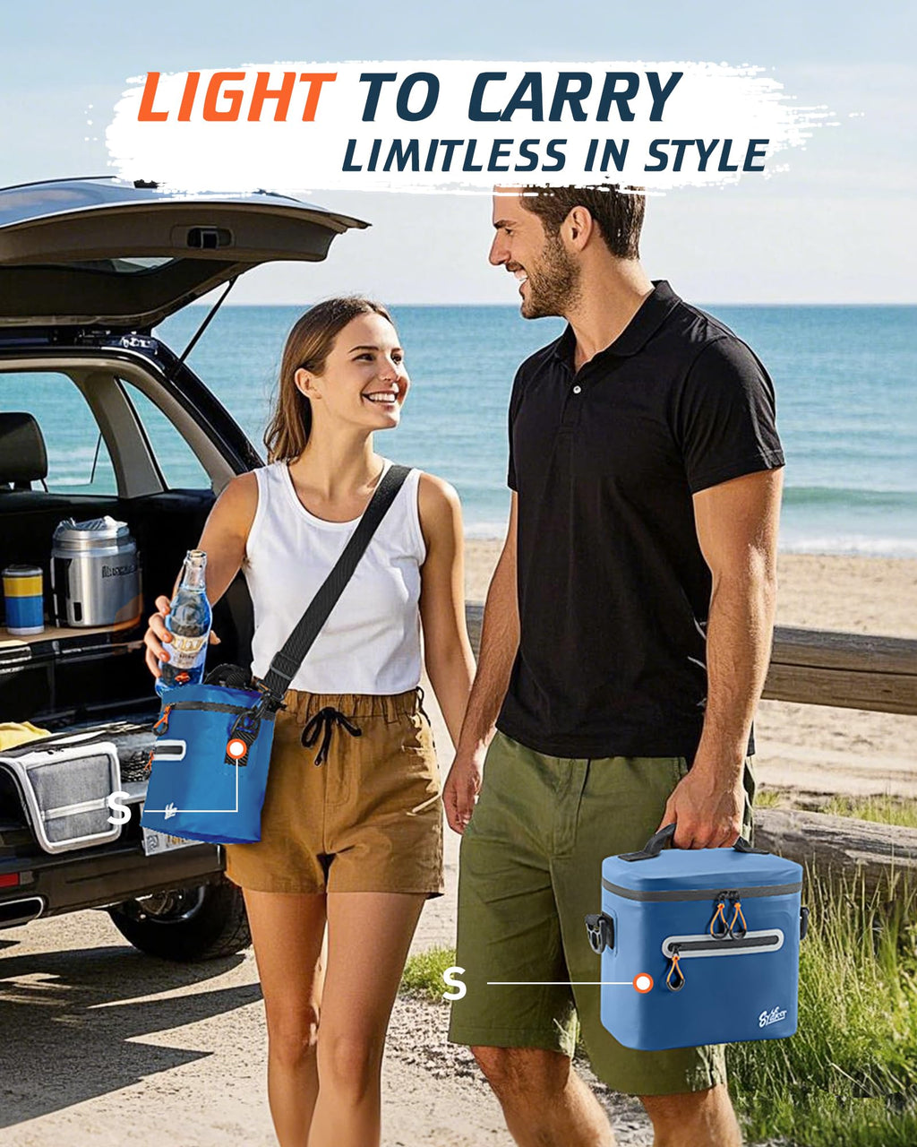 Soft-Sided Cooler Bag, 7/16/30 Can Portable Ice Chest Box, Waterproof, Leak-Proof, Insulated Cooler For Lunch, Beach, Drink, Bev