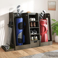 Zevemomo Wooden Golf Bag Organizer, Golf Storage Organizer for Garage, 2 Golf Bag Storage Rack with Drawers, Holds 2 Golf Bags a
