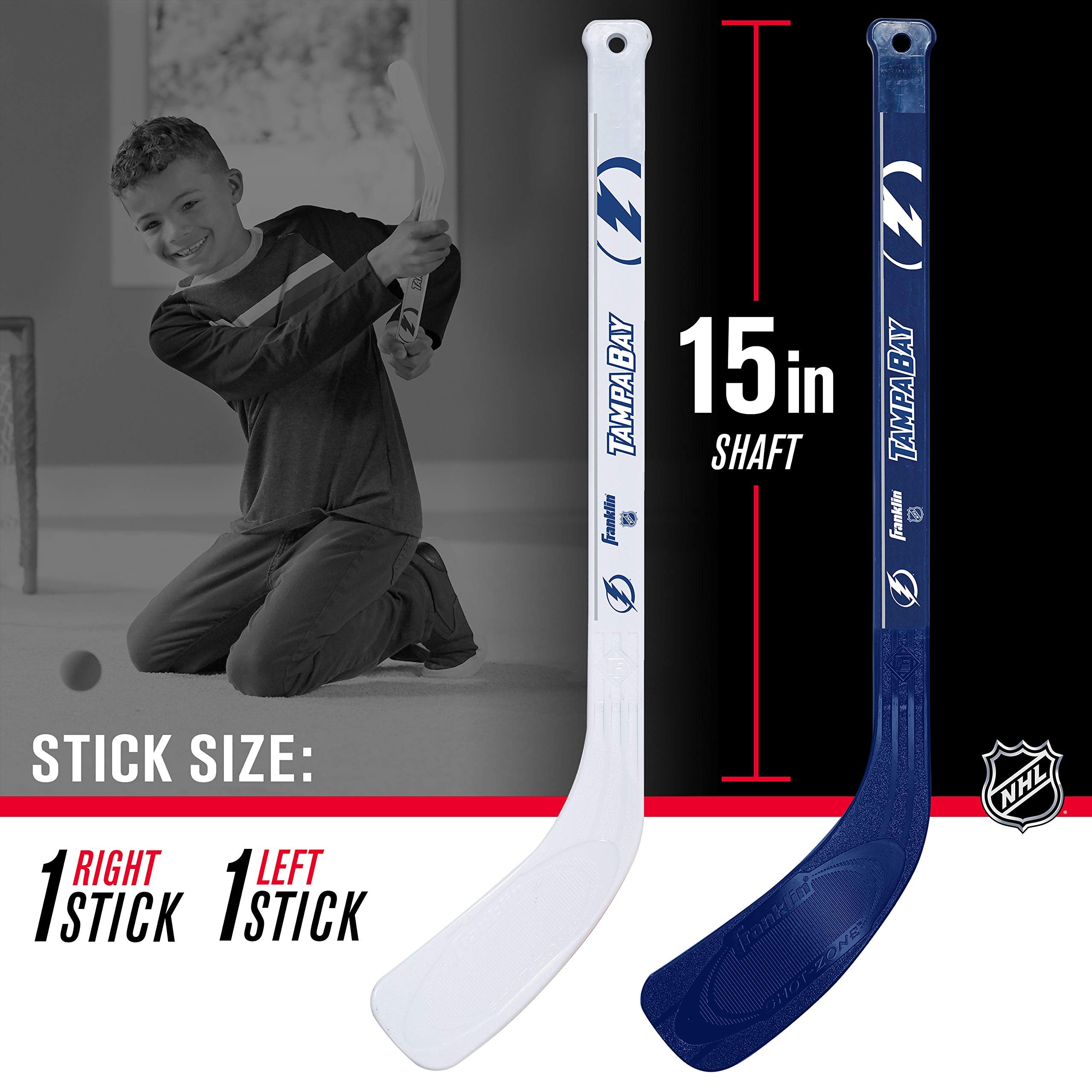 Franklin Sports Unisex Teen Franklin Sports Tampa Bay Lightning Mini Hockey Set Knee Hockey Goal Ball 2 Hockey Stick Combo, Tamp