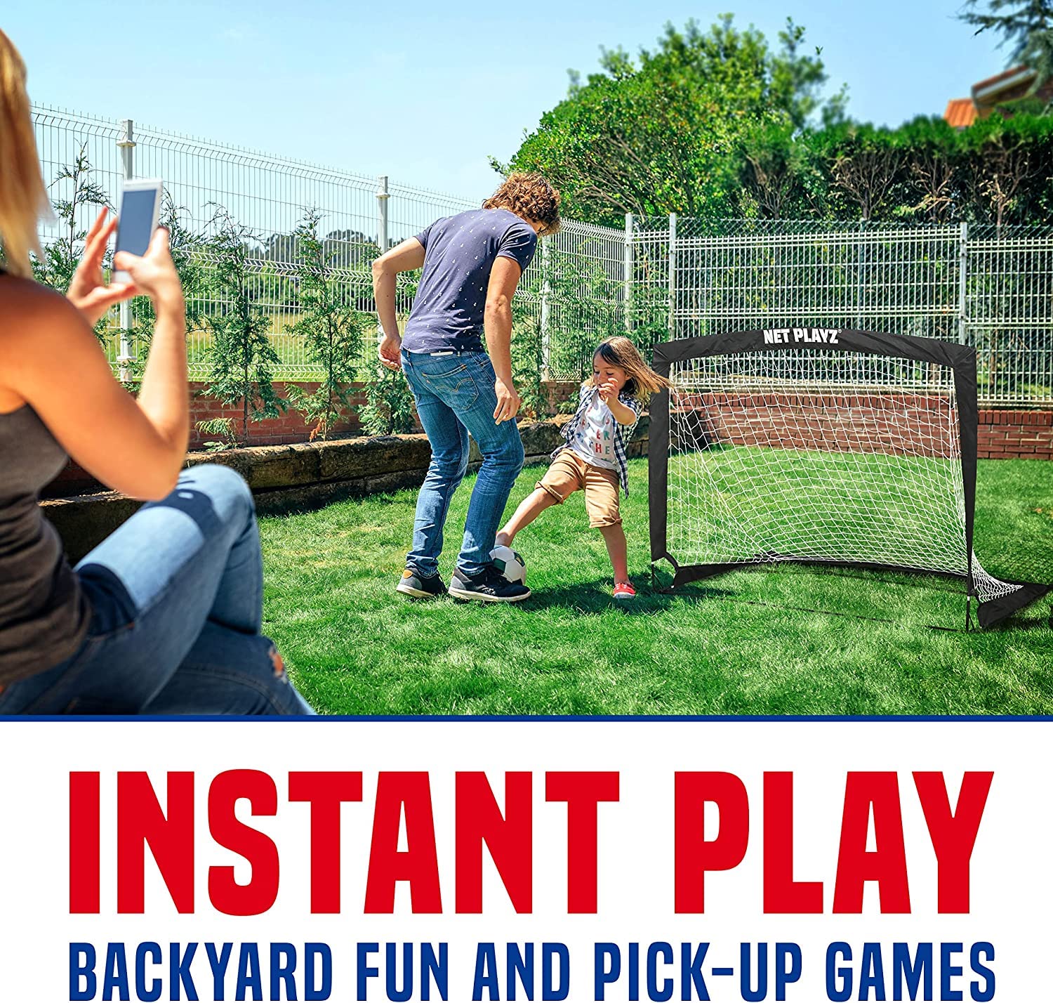 NET PLAYZ Soccer Goals Soccer Net - Kids Pop-up Football Goals for Backyard Practice & Training, Portable 4 x 3, Black (NOS274