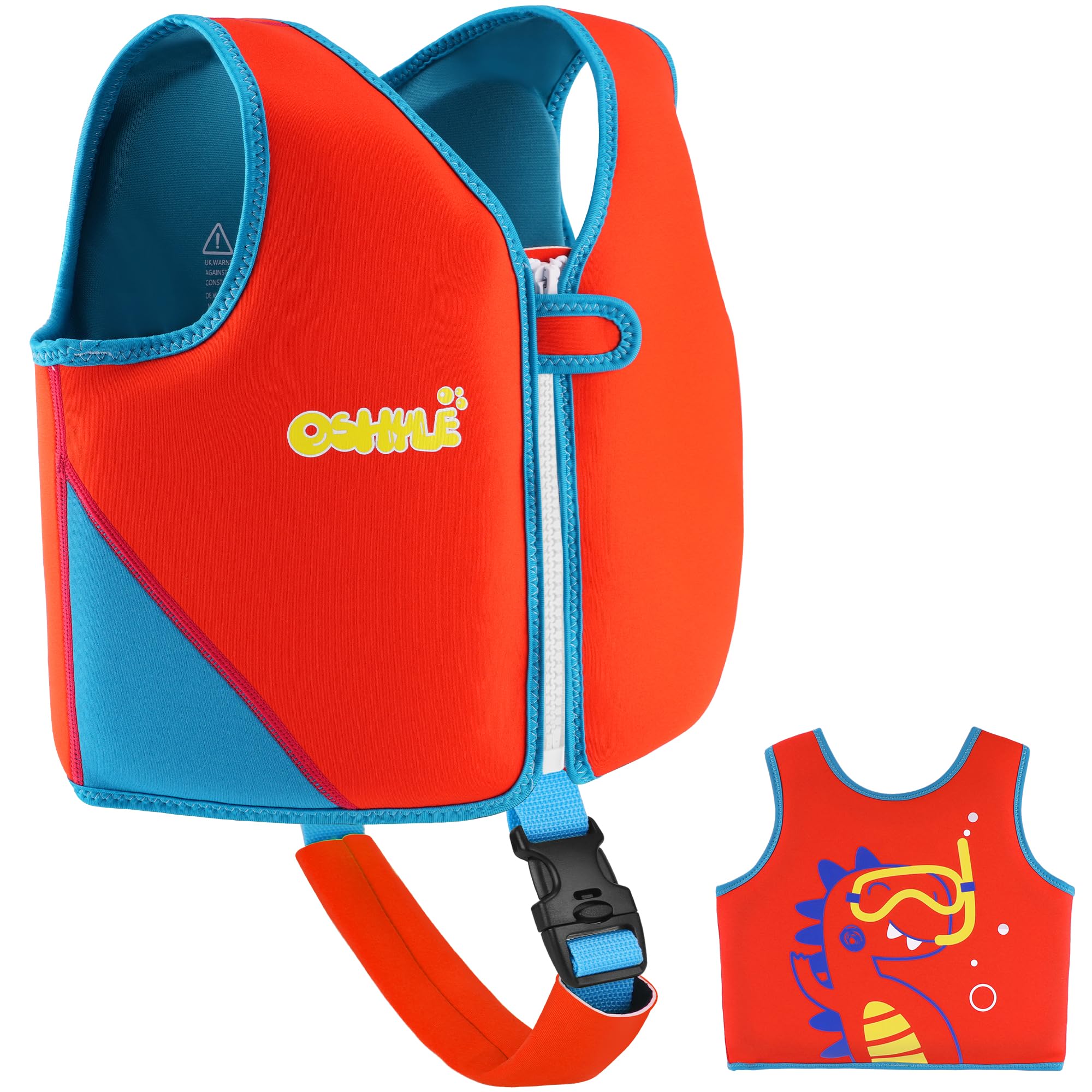 Oshyle Children'S Girls Boys Swimming Vest For Toddlers With Adjustable Safety Straps Age 1-9 (Dinosaur, M(3-6))
