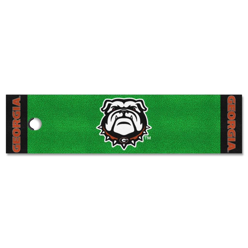 Fanmats 22879 Georgia Bulldogs Putting Green Mat - 1.5Ft. X 6Ft. - Bulldog Logo