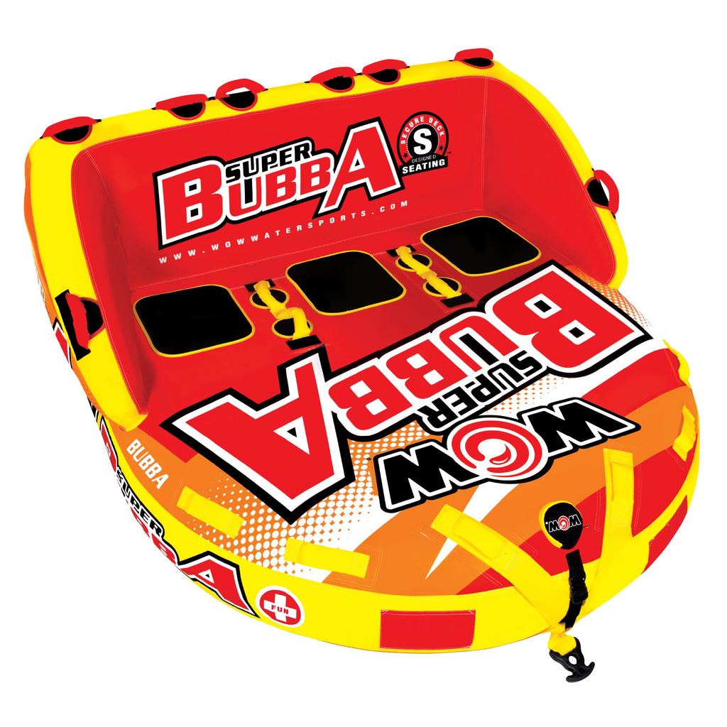 Wow Sports - Super Bubba Towable Tube For Boating - 1-3 Person 510 Lbs Capacity - Inflatable Boat Tube For Water Sports - Youth