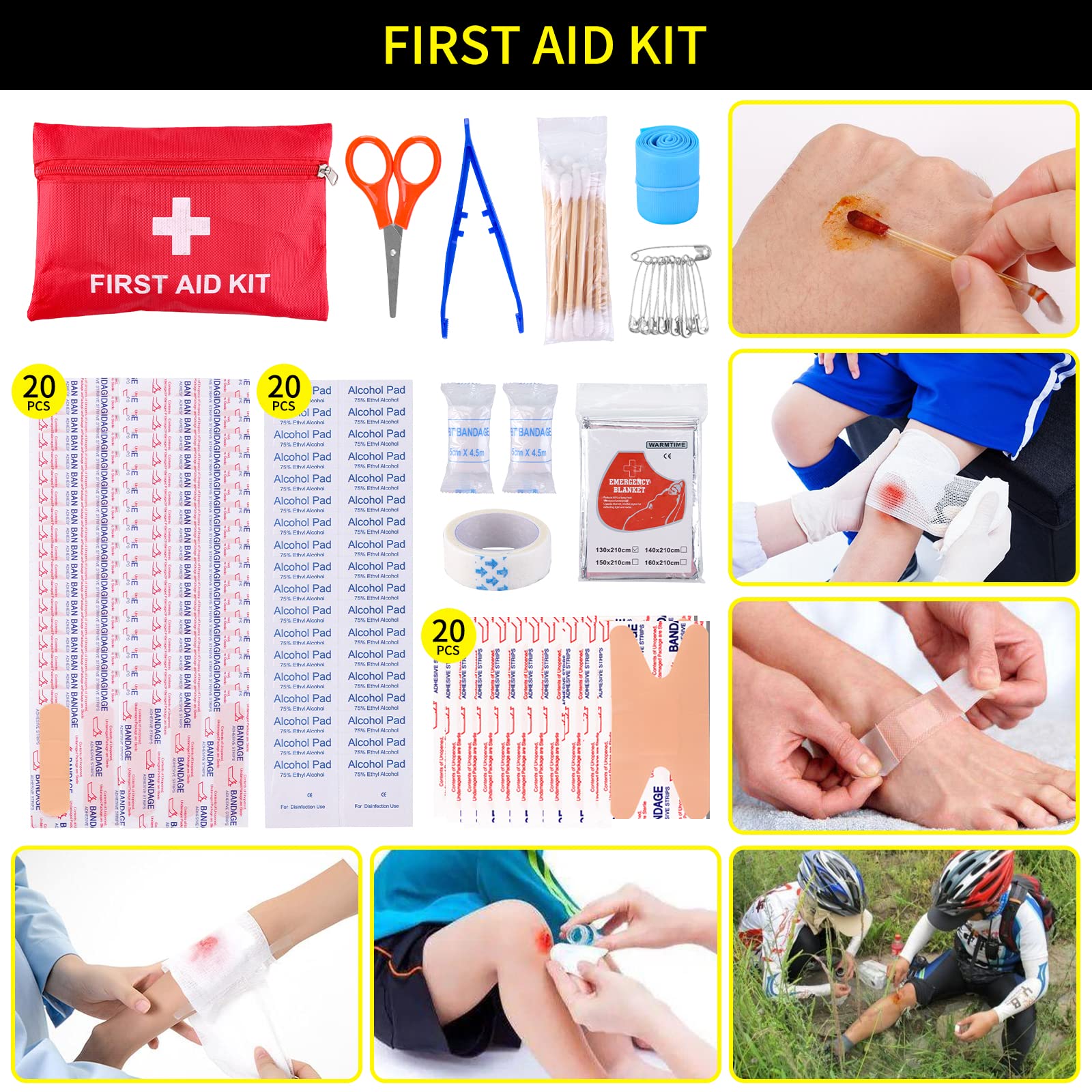 Survival Kit And First Aid Kit, 160 Pcs Emergency Supplies Camping Accessories With Upgraded Molle Bag, Gifts For Men And Women