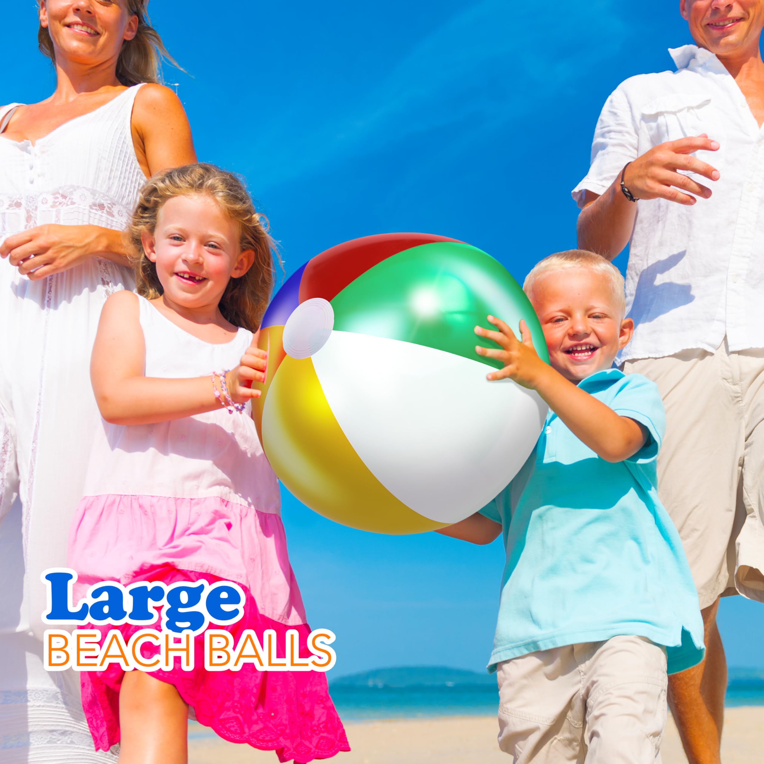4E'S Novelty Beach Balls 3 Pack 20'' Inflatable For Kids - Toys & Toddlers, Pool Games, Toy Classic Rainbow Color