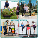 Ravs Mini Trampoline For Kids Adults 40'' Foldable Fitness Rebounder Kids Trampoline With 5 Levels Height Adjustable Handle Resi