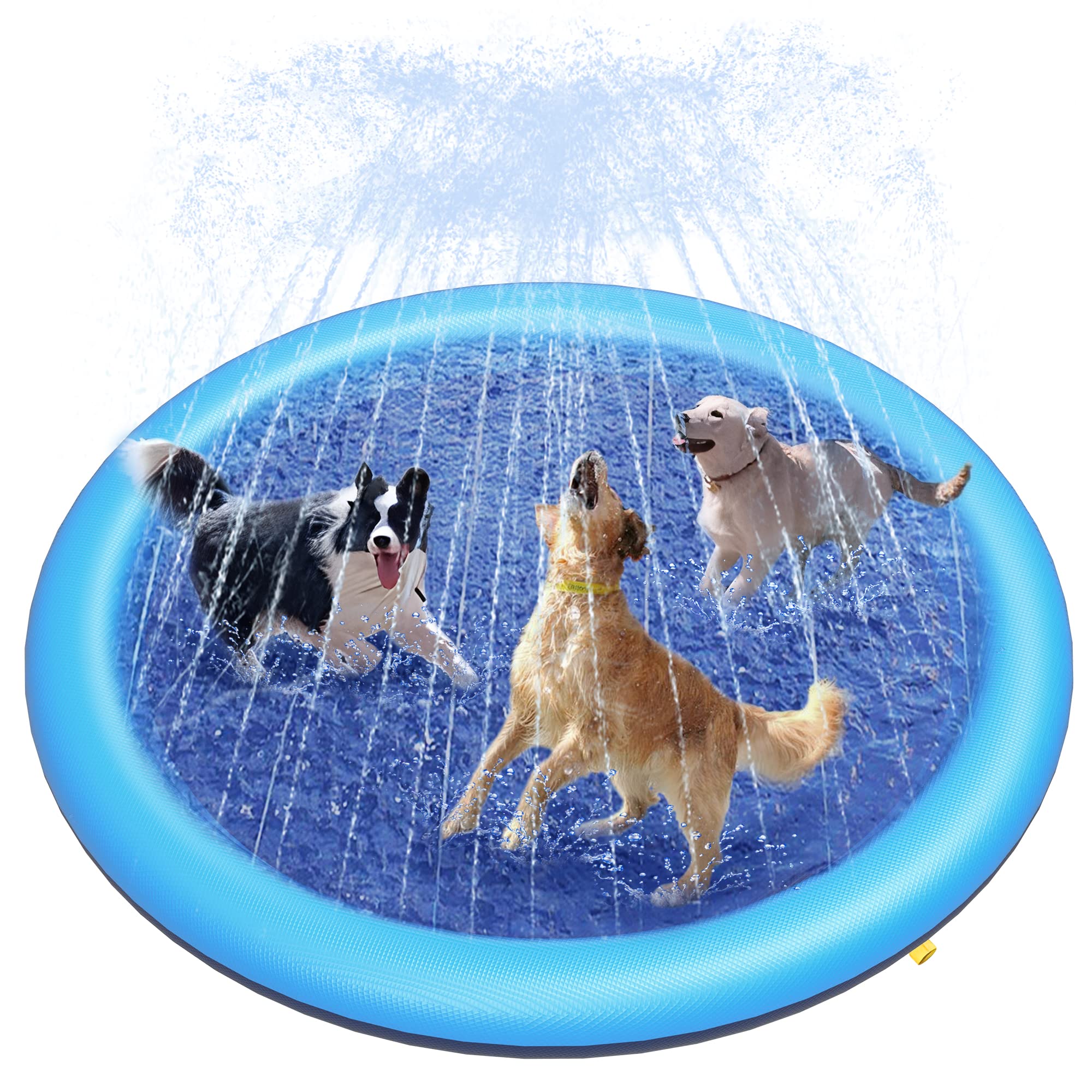 Peteast Splash Pad for Dogs & Kids - Anti-Slip Dog Pool for Large Dogs, 0.58 mm Thickened Durable Outdoor Water Play Mat, Summer