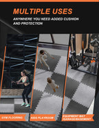 Innhom Gym Flooring Mats Exercise Mat For Floor Workout Foam Tiles Home Equipment Garage, 6 Black And Gray