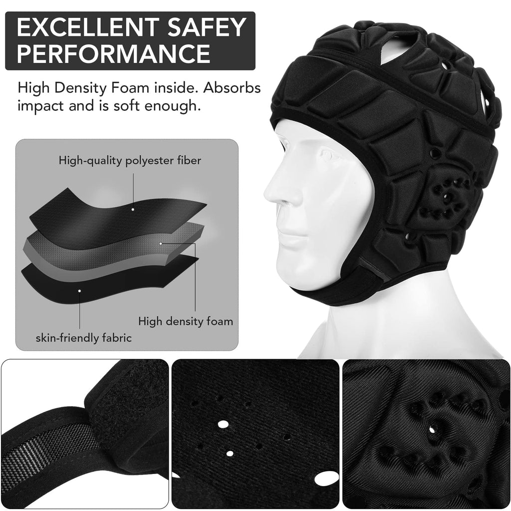 Victridge Flag Football Helmet Youth Soft Shell Helmet 7V7 Rugby Headgear Scrum Cap Youth Kids Adults (Black, Large)