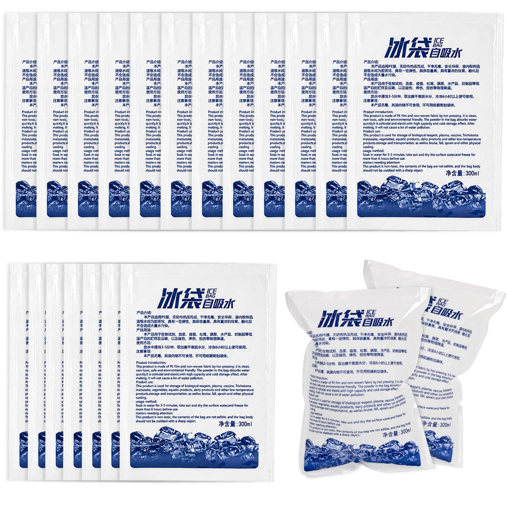 RAINFLOW Reusable Dry Ice Packs for Shipping - 35 Pack Cold Ice Packs for Storage & Lunch Box, Long Lasting Cold Packs for Froze