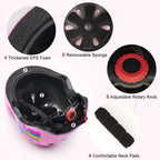 FIODAY Kids Bike Helmet, Toddler Helmet Knee and Elbow Pads Wrist Guards Adjustable Protective Gear Set with DIY Sticker for Gir