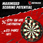 Ruthless Hot Shot Dart Board  Endurance Round Wire Sisal Dartboard Including 2 Sets Of Steel Tip Darts (Db073)