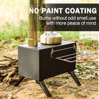 Womeyork Outdoor Camping Stove, Portable Wood Burning Stove With Chimney Pipe For Tent, Shelter, Heating And Cooking (Black-S)