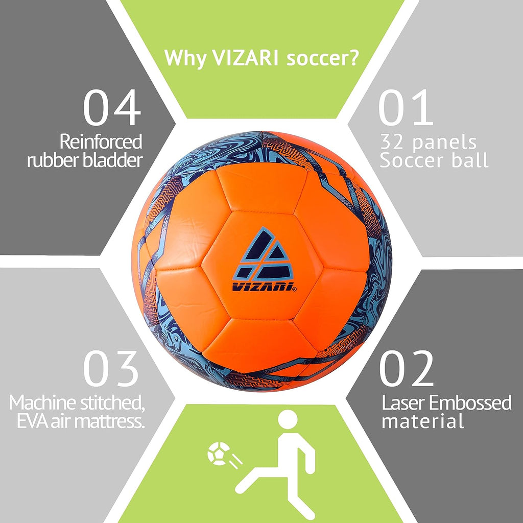 Vizari Toledo Soccer Ball – Orange/Blue