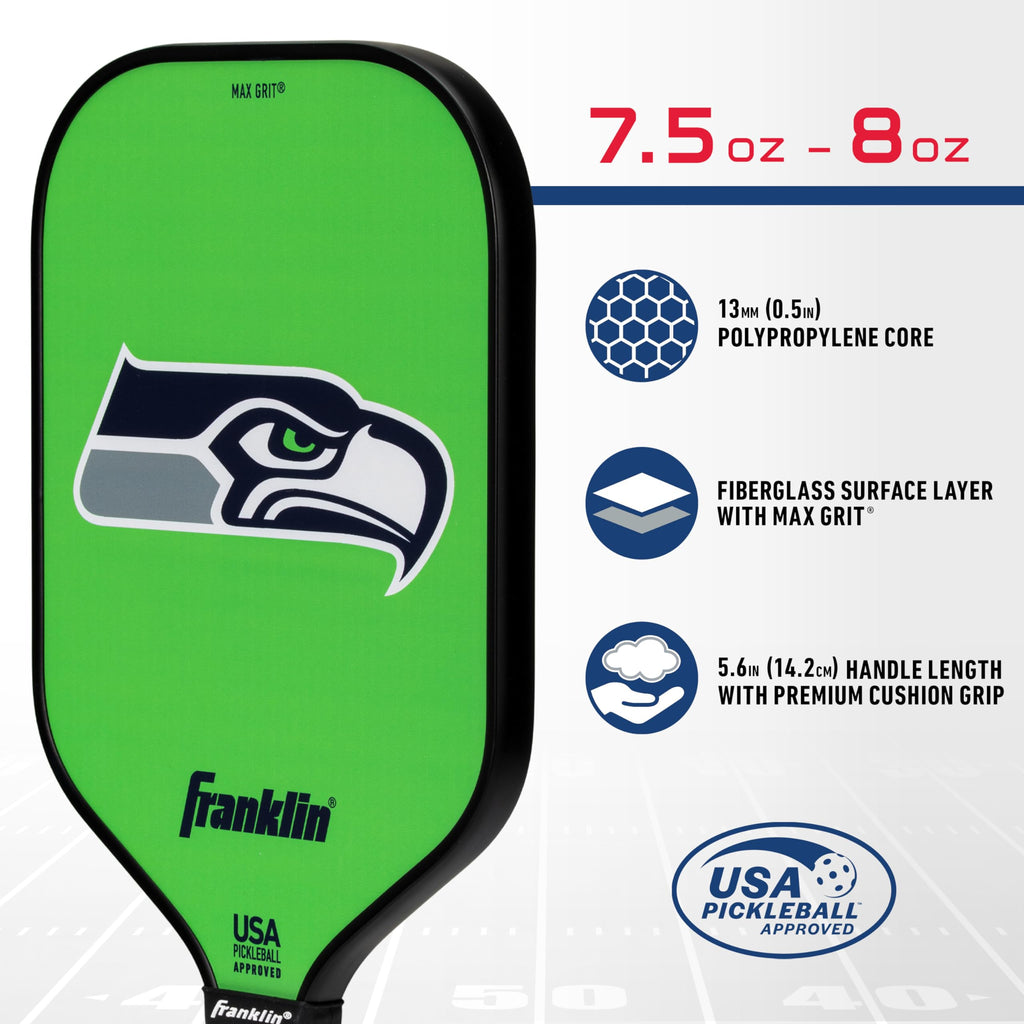 Franklin Sports Nfl Seattle Seahawks Pickleball Paddle - Pickleball X - Polypropylene Core, Team Logo - Nfl Official Licensed Pr