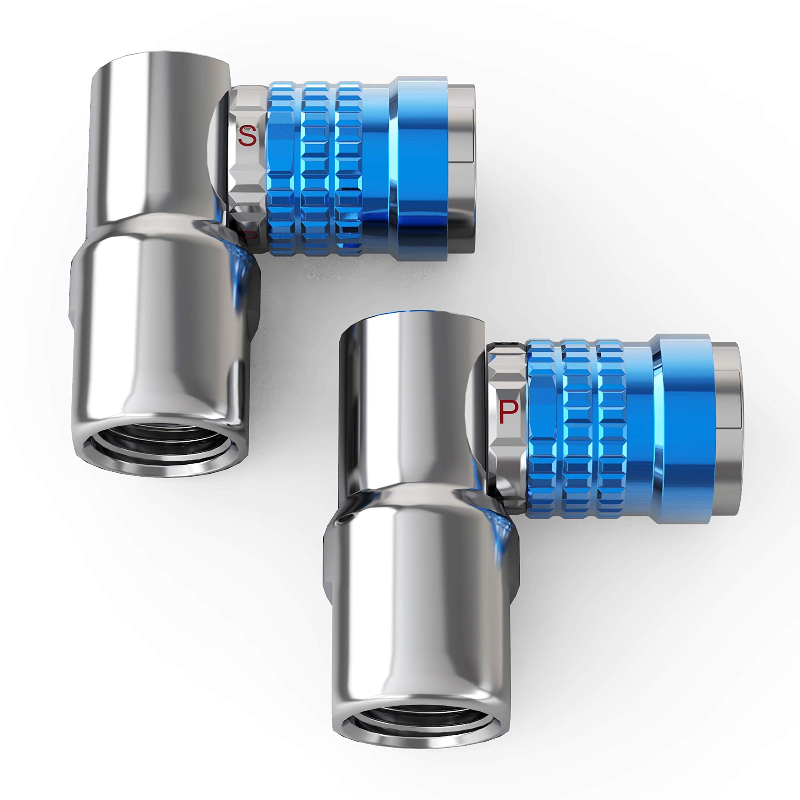 Jaco Lightning Bike Tire Air Chuck (L3-Series) | Presta & Schrader Valves | Open Flow, 1/4'' F-Npt (2 Pack)