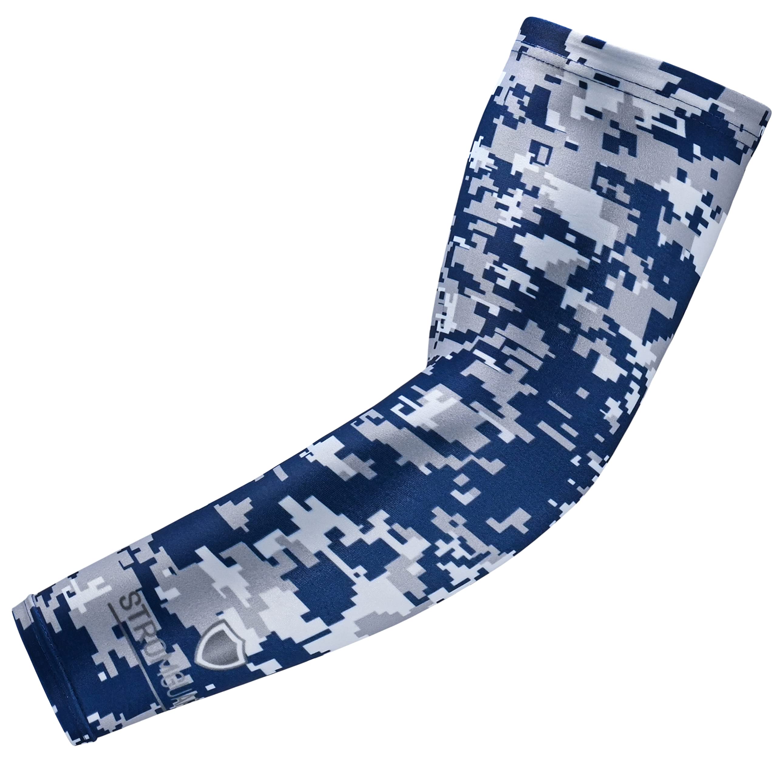 Stromguard Compression Sports Arm Sleeve Digital Camo Baseball Football Basketball - (One Arm Sleeve) (Youth Medium, #6 - Navy-G