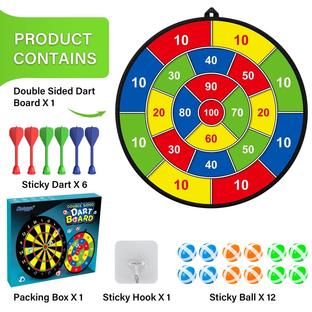 29'' Large Dart Board For Kids, Kids Double-Sided Dart Board With Sticky Balls And Darts, Indoor/Outdoor Sport Fun Party Play Ga