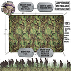 Woodland Camo Military Gear Blanket Army Poncho Liner Woobie Emergency Blanket With Woodland Design - Nylon Military Surplus Col