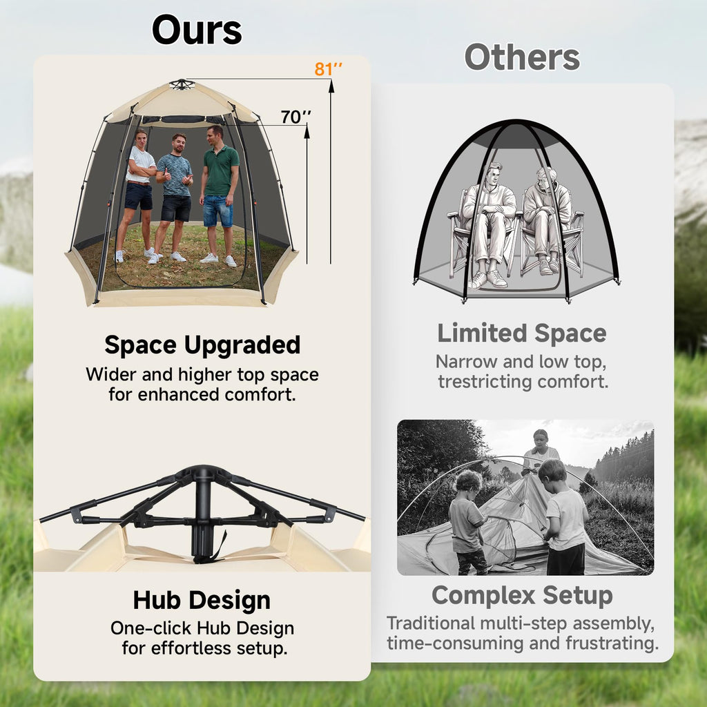 Alvantor Screen House Gazebo, 4-6 Person Pop Up Screen Tent, Instant Screen Room With Carry Bag, Outdoor Mosquito Tent Camping,