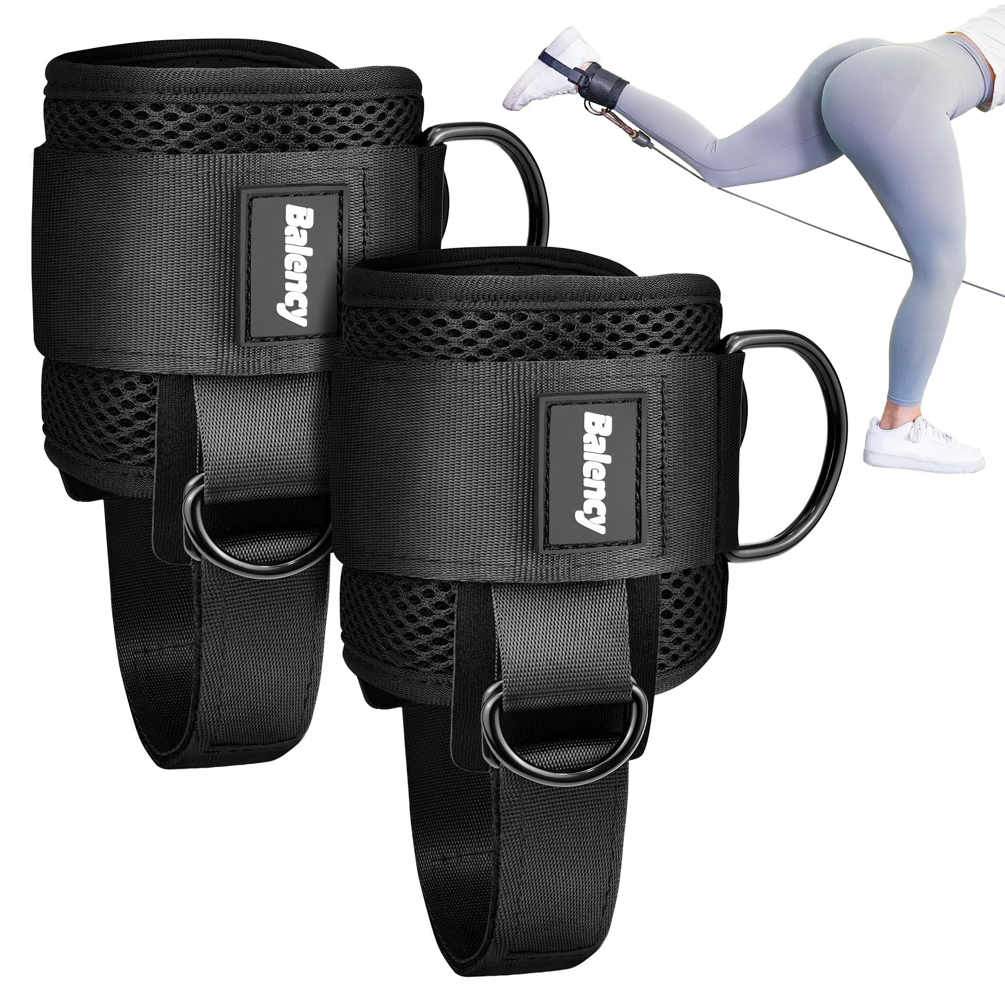 Ankle Straps for Cable Machine Woman, Balency Padded Ankle Strap for Cable Machine Kickback, Cable Ankle Attachment for Gym, Ank