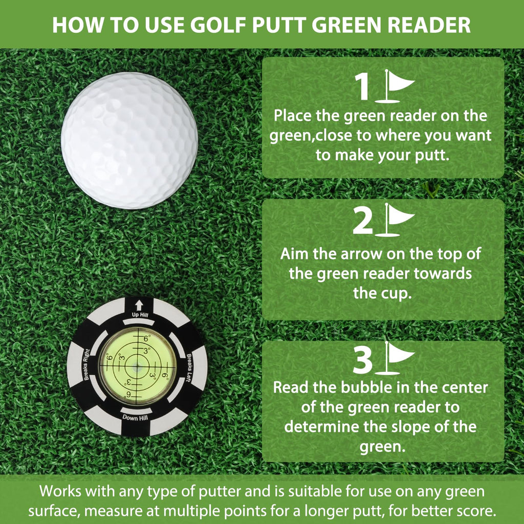 Jiuyibc Golf Putt Green Reader, Magnetic Aluminum Alloy Round Bubble Level, High Precision Reader, Golf Putting Aid, Golf Access
