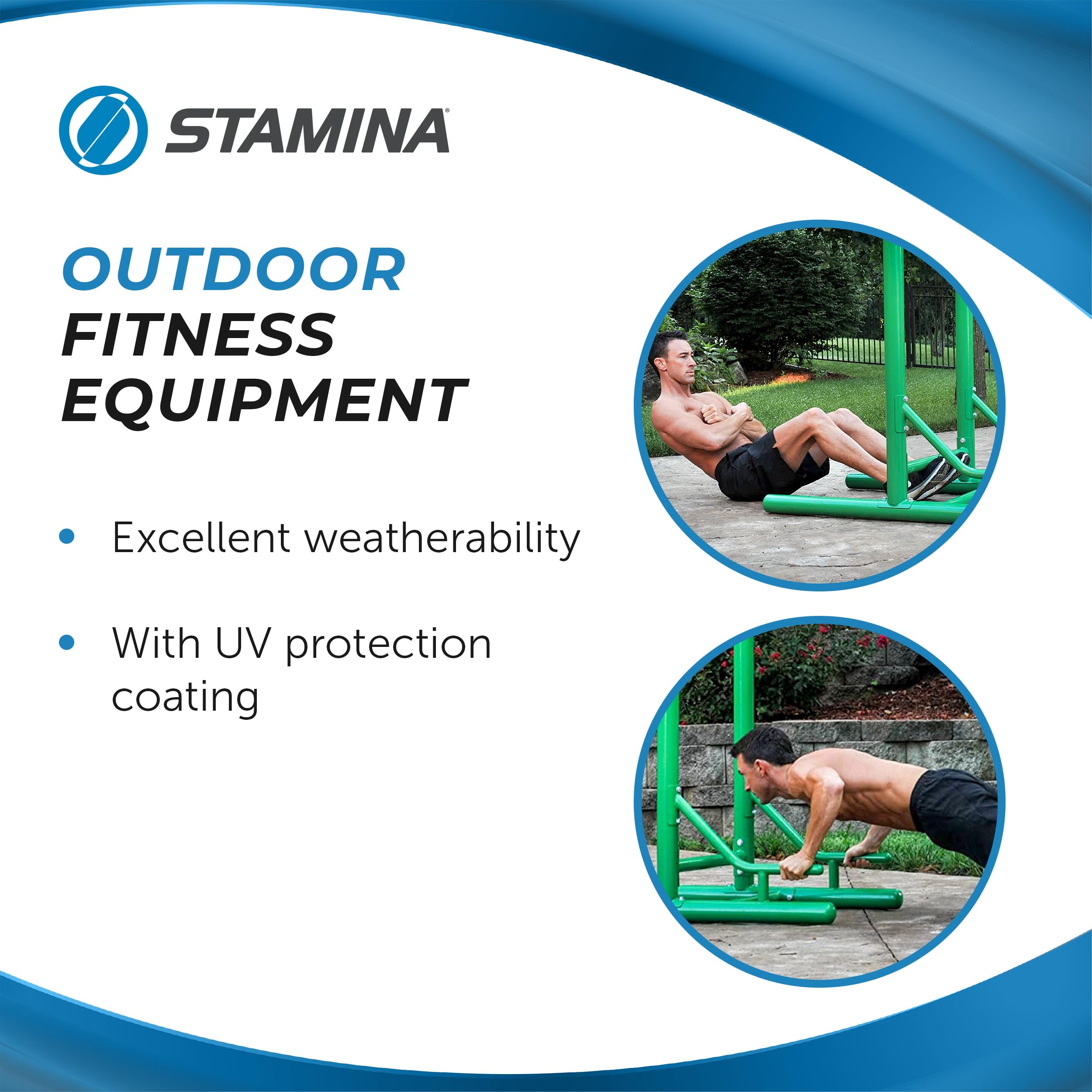 Stamina Outdoor Fitness Power Tower Dip Bar - Pull Up Bar Station With Smart Workout App - Dip Bars For Home Workout - Up To 300
