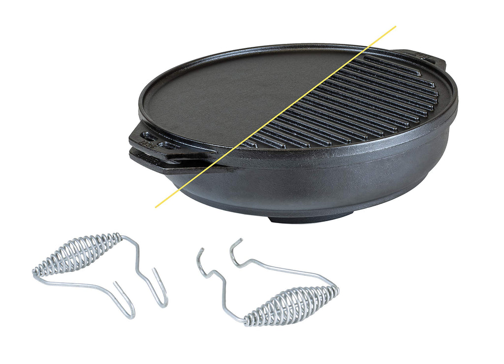 Lodge Cast Iron Cook-It-All Kit. Five-Piece Cast Iron Set Includes A Reversible Grill/Griddle 14 Inch, 6.8 Quart Bottom/Wok, Two